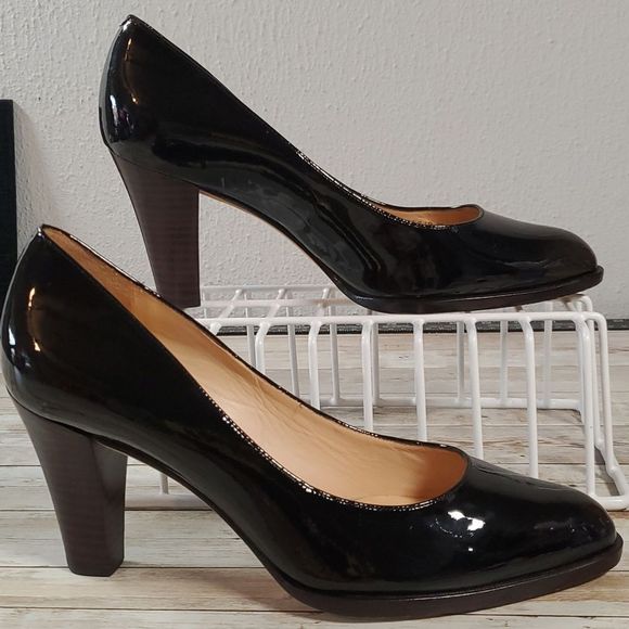 Cole Haan Nike Air Technology Cuban Heel Pump Size 8½AA‎ Black Patent Leather - Picture 2 of 11